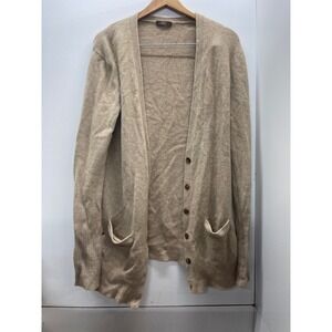 Vera Wang Womens Beige Knit Button Front Cashmere Cardigan Sweater‎ Sz S Pockets